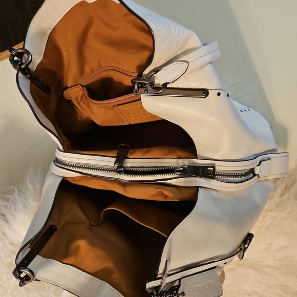 Coach EDIE Signature Embossed Handbag with Rivets - Picture 5 of 12